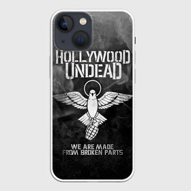 Чехол для iPhone 13 mini с принтом Hollywood Undead ,  |  | charlie scene | danny | funny man | hollywood undead | hu | j dog | johnny 3 tears | голливудская нежить | голубь | голубь с гранатой | граната | ню метал | рэп метал | рэп рок