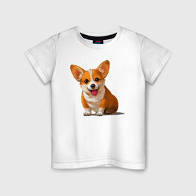 Детская футболка хлопок с принтом Корги , 100% хлопок | круглый вырез горловины, полуприлегающий силуэт, длина до линии бедер | вельш корги | домашние животные | корги | пес | собака | собачнику | щенок