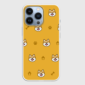 Чехол для iPhone 13 Pro с принтом Сиба ину. Акита ину. (Жёлтая) ,  |  | Тематика изображения на принте: сиба ину