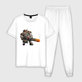 Мужская пижама хлопок с принтом Deep Rock Galactic , 100% хлопок | брюки и футболка прямого кроя, без карманов, на брюках мягкая резинка на поясе и по низу штанин
 | deep rock galactic dwarf гном