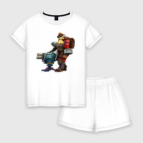 Женская пижама с шортиками хлопок с принтом Deep Rock Galactic , 100% хлопок | футболка прямого кроя, шорты свободные с широкой мягкой резинкой | deep rock galactic dwarf гном