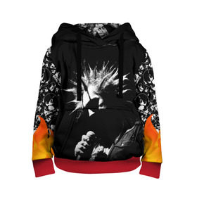 Детская толстовка 3D с принтом Король и Шут + Анархия (спина) , 100% полиэстер | двухслойный капюшон со шнурком для регулировки, мягкие манжеты на рукавах и по низу толстовки, спереди карман-кенгуру с мягким внутренним слоем | Тематика изображения на принте: skull | киш | король | король и шут | михаил горшенев | черепа | шут