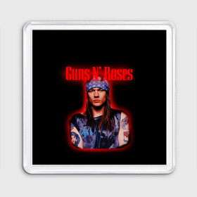 Магнит 55*55 с принтом Guns n roses + Спина  , Пластик | Размер: 65*65 мм; Размер печати: 55*55 мм | Тематика изображения на принте: axl rose | geffen records | gnr | guns | rock | roses | slash | гансы | пистолеты | розы | рок | слеш | эксл роуз