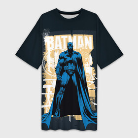 Платье-футболка 3D с принтом Batman ,  |  | Тематика изображения на принте: bat man | batman | batman comics | caped crusader | dark knight | shtatbat | бетмен | брюс уэйн | бэт мен | бэтмен | тёмный рыцарь