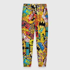Мужские брюки 3D с принтом Batman logos , 100% полиэстер | манжеты по низу, эластичный пояс регулируется шнурком, по бокам два кармана без застежек, внутренняя часть кармана из мелкой сетки | bat man | batman | batman comics | caped crusader | dark knight | shtatbat | бетмен | брюс уэйн | бэт мен | бэтмен | тёмный рыцарь