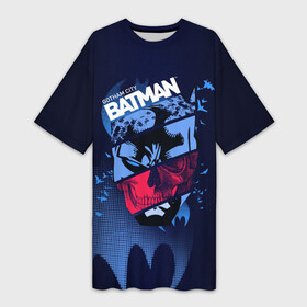 Платье-футболка 3D с принтом Gotham City Batman ,  |  | Тематика изображения на принте: bat man | batman | batman comics | caped crusader | dark knight | shtatbat | бетмен | брюс уэйн | бэт мен | бэтмен | тёмный рыцарь