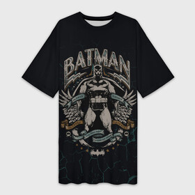 Платье-футболка 3D с принтом Batman ,  |  | Тематика изображения на принте: bat man | batman | batman comics | caped crusader | comics | dark knight | shtatbat | бетмен | брюс уэйн | бэт мен | бэтмен | тёмный рыцарь
