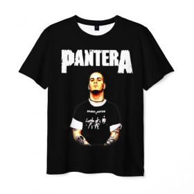 Мужская футболка 3D с принтом Pantera , 100% полиэфир | прямой крой, круглый вырез горловины, длина до линии бедер | american | anselmo | havy metal | pantera | philip anselmo | trash metal | ансельмо | пантера | фил ансельмо