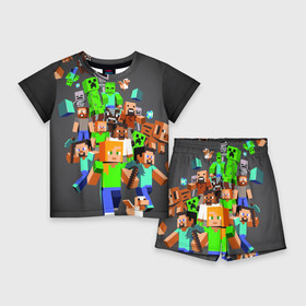 Детский костюм с шортами 3D с принтом MINECRAFT ONLINE ,  |  | craft | creeper | dungeon | dungeons | earth | game | logo | mine | minecraft | mobile | online | дунгеонс | земля | зомби | игра | крипер | лого | майкрафт | майнкрафт | мобайл | онлайн | подземелье | подземелья