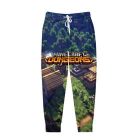 Мужские брюки 3D с принтом Minecraft Dungeons , 100% полиэстер | манжеты по низу, эластичный пояс регулируется шнурком, по бокам два кармана без застежек, внутренняя часть кармана из мелкой сетки | 