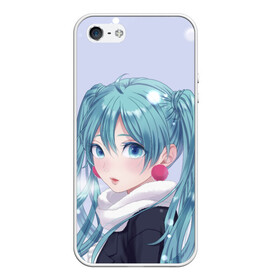 Чехол для iPhone 5/5S матовый с принтом Hatsune Miku Winter , Силикон | Область печати: задняя сторона чехла, без боковых панелей | anime | aquamarin | aquamarine | everlasting | hatsune | j pop | miku | projectdiva | singer | snow | summer | vocaloid | аквамарин | аниме | вокалоид | мику | певица | хацуне | хацунэ