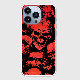 Чехол для iPhone 13 Pro с принтом Skulls pattern ,  |  | Тематика изображения на принте: halloween | pattern | skull | кости | скелет | хеллоуин | хелуин | хэллоуин | черепа