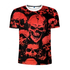 Мужская футболка 3D спортивная с принтом Skulls pattern , 100% полиэстер с улучшенными характеристиками | приталенный силуэт, круглая горловина, широкие плечи, сужается к линии бедра | halloween | pattern | skull | кости | скелет | хеллоуин | хелуин | хэллоуин | черепа