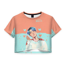 Женская футболка Cropp-top с принтом Ateez , 100% полиэстер | круглая горловина, длина футболки до линии талии, рукава с отворотами | ateez | k pop | корейская группа | музыка | парни