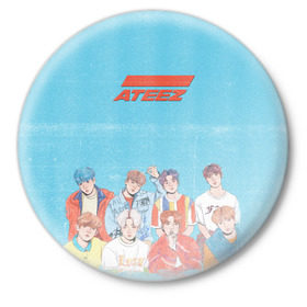 Значок с принтом Ateez K-pop ,  металл | круглая форма, металлическая застежка в виде булавки | Тематика изображения на принте: ateez | k pop | корейская группа | музыка | парни