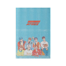 Обложка для паспорта матовая кожа с принтом Ateez K-pop , натуральная матовая кожа | размер 19,3 х 13,7 см; прозрачные пластиковые крепления | Тематика изображения на принте: ateez | k pop | корейская группа | музыка | парни