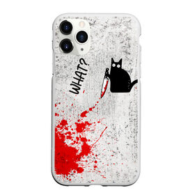 Чехол для iPhone 11 Pro матовый с принтом What cat , Силикон |  | cat | kitten | knife | what | кот | котёнок | кошка | кровь | нож | что
