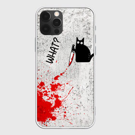 Чехол для iPhone 12 Pro Max с принтом What cat , Силикон |  | Тематика изображения на принте: cat | kitten | knife | what | кот | котёнок | кошка | кровь | нож | что