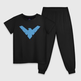 Детская пижама хлопок с принтом Nightwing , 100% хлопок |  брюки и футболка прямого кроя, без карманов, на брюках мягкая резинка на поясе и по низу штанин
 | batman | nightwing | shtatbat | бетмен | бэтмен | найтвинг