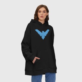 Худи SuperOversize хлопок с принтом Nightwing , 70% хлопок, 30% полиэстер, мягкий начес внутри | карман-кенгуру, эластичная резинка на манжетах и по нижней кромке, двухслойный капюшон
 | batman | nightwing | shtatbat | бетмен | бэтмен | найтвинг