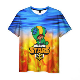 Мужская футболка 3D с принтом BRAWL STARS LEON , 100% полиэфир | прямой крой, круглый вырез горловины, длина до линии бедер | android | brawl stars | crow | games | leon | mobile game | stars | ворон | игры | леон | мобильные игры