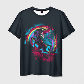 Мужская футболка 3D с принтом Единорог Джейсон Вурхиз , 100% полиэфир | прямой крой, круглый вырез горловины, длина до линии бедер | 13 | blood | dead | halloween | kill | mask | rainbow | unicorn | джейсон вурхиз | единорог | кровь | маска | пятница | радуга | хелловин | хеллоувин | хэллоуин