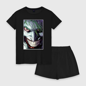 Женская пижама с шортиками хлопок с принтом Joker , 100% хлопок | футболка прямого кроя, шорты свободные с широкой мягкой резинкой | joker | shtatjoker | артур флек | джокер | жокир