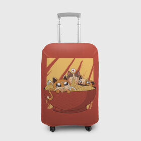Чехол для чемодана 3D с принтом Котики , 86% полиэфир, 14% спандекс | двустороннее нанесение принта, прорези для ручек и колес | cat | kitty | pasta | ramen | кот | котики | коты | кошка | кошки | лапша | рамен | рамэн