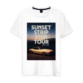 Мужская футболка хлопок с принтом Sunset strip star tour , 100% хлопок | прямой крой, круглый вырез горловины, длина до линии бедер, слегка спущенное плечо. | Тематика изображения на принте: cliff booth | once upon a time in hollywood | rick dulton | sunset strip star tour | клифф бут | однажды в голливуде | рик далтон