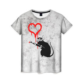 Женская футболка 3D с принтом BANKSY , 100% полиэфир ( синтетическое хлопкоподобное полотно) | прямой крой, круглый вырез горловины, длина до линии бедер | banksy | heart | бэнкси | сердце