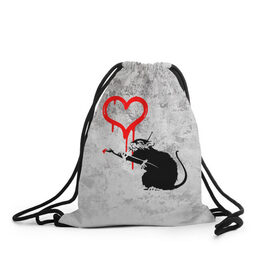 Рюкзак-мешок 3D с принтом BANKSY , 100% полиэстер | плотность ткани — 200 г/м2, размер — 35 х 45 см; лямки — толстые шнурки, застежка на шнуровке, без карманов и подкладки | banksy | heart | бэнкси | сердце