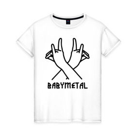 Женская футболка хлопок с принтом BABYMETAL , 100% хлопок | прямой крой, круглый вырез горловины, длина до линии бедер, слегка спущенное плечо | babymetal | j pop | japan | бэбиметал | дэт метал | каваий метал | моа кикути | судзука накамото | юи мидзуно | япония