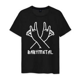 Мужская футболка хлопок с принтом BABYMETAL , 100% хлопок | прямой крой, круглый вырез горловины, длина до линии бедер, слегка спущенное плечо. | babymetal | j pop | japan | бэбиметал | дэт метал | каваий метал | моа кикути | судзука накамото | юи мидзуно | япония