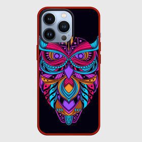 Чехол для iPhone 13 Pro с принтом Неоновая сова ,  |  | beak | bird | bright | feather | freedom | luminous | soaring | takeoff | wings | zoology | взлет | зоология | клюв | крылья | паренье | перо | птица | светящийся | свобода | яркий