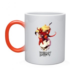 Кружка хамелеон с принтом Hellboy , керамика | меняет цвет при нагревании, емкость 330 мл | Тематика изображения на принте: 