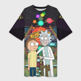 Платье-футболка 3D с принтом Rick and Morty in Blips ,  |  | blips | dsgngerzen | vdgerir | рик и морти | рик санчес