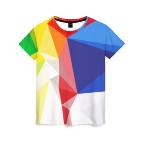 Женская футболка 3D с принтом BACKGROUND COLOR , 100% полиэфир ( синтетическое хлопкоподобное полотно) | прямой крой, круглый вырез горловины, длина до линии бедер | abstract | abstraction | color | geometry | paitnt | polygon | polygonal | psy | абстракция | геометрия | краски | неоновые | полигоны | психоделика