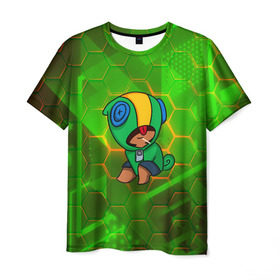 Мужская футболка 3D с принтом Brawl Stars LEON , 100% полиэфир | прямой крой, круглый вырез горловины, длина до линии бедер | android | brawl stars | crow | games | leon | mobile game | stars | ворон | игры | леон | мобильные игры