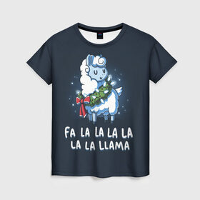 Женская футболка 3D с принтом Fa-la-lama , 100% полиэфир ( синтетическое хлопкоподобное полотно) | прямой крой, круглый вырез горловины, длина до линии бедер | alpaca | lama | new year | sweater | ugly | альпака | лама | новый год | рождество | свитер