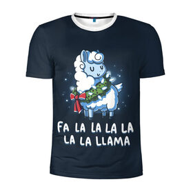 Мужская футболка 3D спортивная с принтом Fa-la-lama , 100% полиэстер с улучшенными характеристиками | приталенный силуэт, круглая горловина, широкие плечи, сужается к линии бедра | alpaca | lama | new year | sweater | ugly | альпака | лама | новый год | рождество | свитер