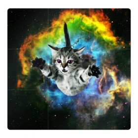 Магнитный плакат 3Х3 с принтом КОСМИЧЕСКИЙ КОТ , Полимерный материал с магнитным слоем | 9 деталей размером 9*9 см | cat | cats | животные | киса | киска | кот | котики | коты | котэ | кошка | природа