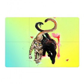 Магнитный плакат 3Х2 с принтом LOVE , Полимерный материал с магнитным слоем | 6 деталей размером 9*9 см | cat | cats | животные | киса | киска | кот | котики | коты | котэ | кошка | природа