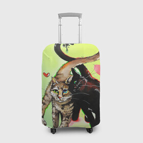 Чехол для чемодана 3D с принтом LOVE , 86% полиэфир, 14% спандекс | двустороннее нанесение принта, прорези для ручек и колес | cat | cats | животные | киса | киска | кот | котики | коты | котэ | кошка | природа