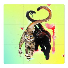 Магнитный плакат 3Х3 с принтом LOVE , Полимерный материал с магнитным слоем | 9 деталей размером 9*9 см | cat | cats | животные | киса | киска | кот | котики | коты | котэ | кошка | природа