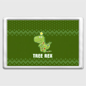 Магнит 45*70 с принтом Tree Rex , Пластик | Размер: 78*52 мм; Размер печати: 70*45 | christmas tree | new year | t rex | tyrannosaurus | динозавр | елка | ель | новый год | свитер | тиранозавр