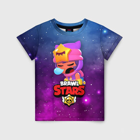 Детская футболка 3D с принтом SANDY SPACE (Brawl Stars) , 100% гипоаллергенный полиэфир | прямой крой, круглый вырез горловины, длина до линии бедер, чуть спущенное плечо, ткань немного тянется | brawl | bull | colt | crow | game | games | leon | online | penny | poco | sandy | shelly | spike | star | stars | wanted | брав | бравл | браво | звезда | звезды | игра | игры | лого | онлайн | сенди | старс | сэнди