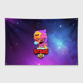 Флаг-баннер с принтом SANDY SPACE (Brawl Stars) , 100% полиэстер | размер 67 х 109 см, плотность ткани — 95 г/м2; по краям флага есть четыре люверса для крепления | brawl | bull | colt | crow | game | games | leon | online | penny | poco | sandy | shelly | spike | star | stars | wanted | брав | бравл | браво | звезда | звезды | игра | игры | лого | онлайн | сенди | старс | сэнди