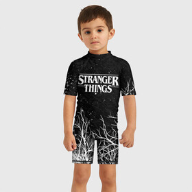 Детский купальный костюм 3D с принтом STRANGER THINGS | ОЧЕНЬ СТРАННЫЕ ДЕЛА , Полиэстер 85%, Спандекс 15% | застежка на молнии на спине | 11 | stranger things | одди | одиннадцатая | очень странные дела | сериалы