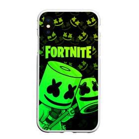 Чехол для iPhone XS Max матовый с принтом FORTNITE MARSHMELLO , Силикон | Область печати: задняя сторона чехла, без боковых панелей | chapter 2 | fortnite | marshmello | диджей | игры | маршмэллоу | молоток | фортнайт