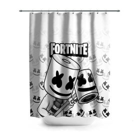 Штора 3D для ванной с принтом FORTNITE MARSHMELLO , 100% полиэстер | плотность материала — 100 г/м2. Стандартный размер — 146 см х 180 см. По верхнему краю — пластиковые люверсы для креплений. В комплекте 10 пластиковых колец | chapter 2 | fortnite | marshmello | диджей | игры | маршмэллоу | молоток | фортнайт